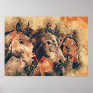 Póster Decoração de pintura por aquarela artística