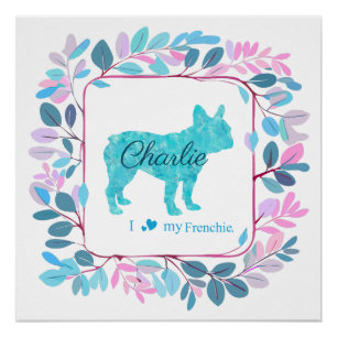 Póster Decoração de pôster azul pastel personalizado do b