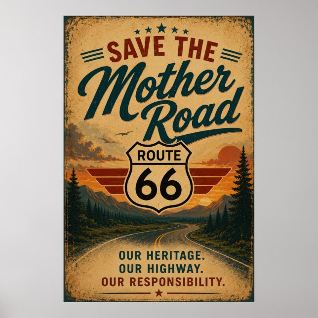 Poster Decoração de Preservação da Autoestrada Histórica  (Frente)