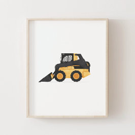 Poster Decoração de quarto infantil amarelo de skid steer