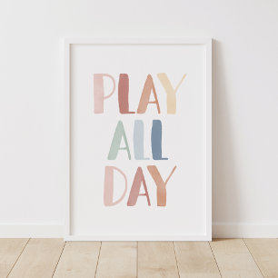 Poster Decoração de quarto infantil Arco-íris Brinca o di