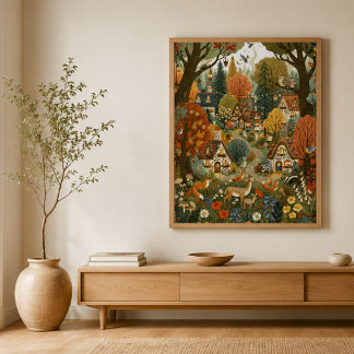 Poster Decoração de quarto infantil com animais fofos Cot