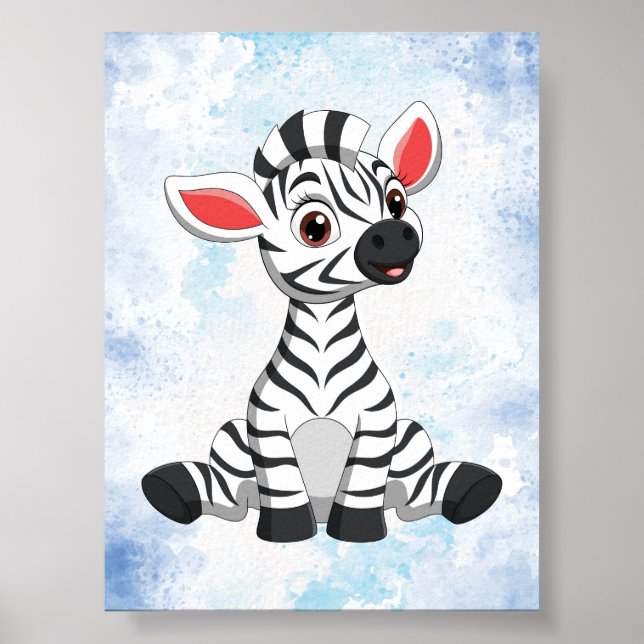Poster Decoração de quarto infantil divertida com zebra!  (Frente)