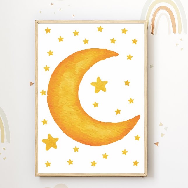 Poster Decoração de quarto infantil lua estrelas pôster b (Criador carregado)