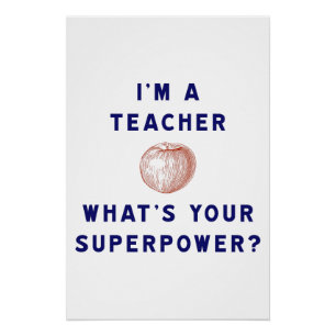 Póster Decoração de Sala de Aula Superpoder Professor Maç