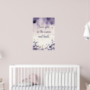 Poster Decoração de Sala de Bebê com Estrelas e Nuvens em