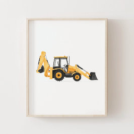 Poster Decoração de Veículo de Construção Carregadeira Re