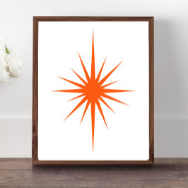 Poster Decoração Estrela Explosiva Atômica Laranja Modern