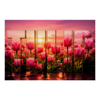 Póster Decoração Floral Botânica de Luxo de Tulipa