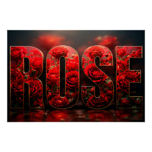Póster Decoração Floral Botânica de Luxo Rosa