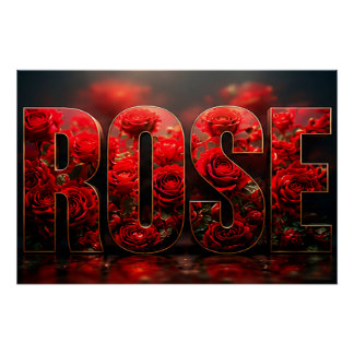 Póster Decoração Floral Botânica de Luxo Rosa