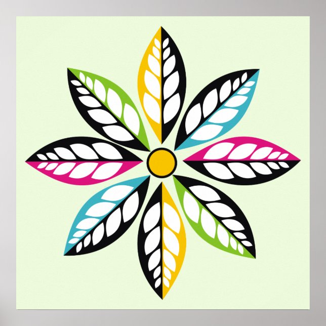 Póster Decoração Folha moderna, abstrato verde (Frente)