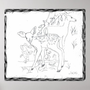 Póster Decoração Freehand da parede do esboço do lápi