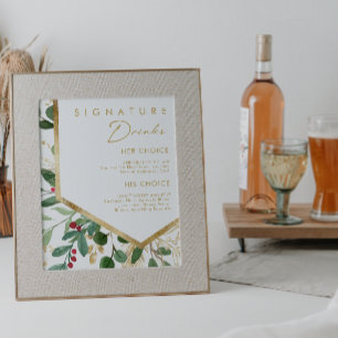 Poster Decoração Moderna de Natal   Bebidas Brancas com T