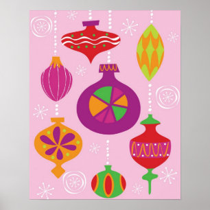 Póster Decoração numerosa do Natal ilustrada no diffe