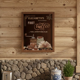 Póster Decoração Personalizada da Cozinha de Café