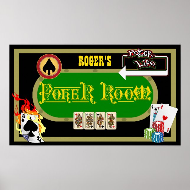 Póster Decoração Personalizada da Sala de Poker (Frente)