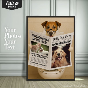 Poster Decoração Personalizada de Banheiro, Cachorro com 