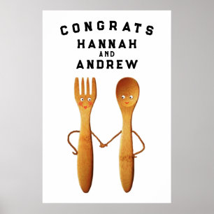 Poster Decoração Personalizada de Felicitações de Casamen