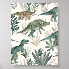 Poster Decoração Personalizada para Berçário de Dinossaur
