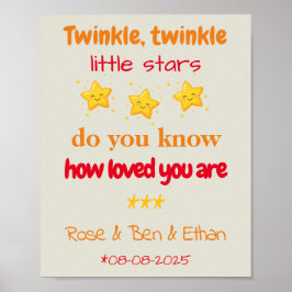 Poster Decoração Personalizada para Berçário de Trigêmeos