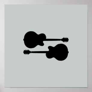 Póster decoração preta da música das guitarra