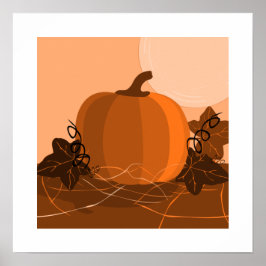 Poster Decoração tradicional da cozinha de abóbora laranj