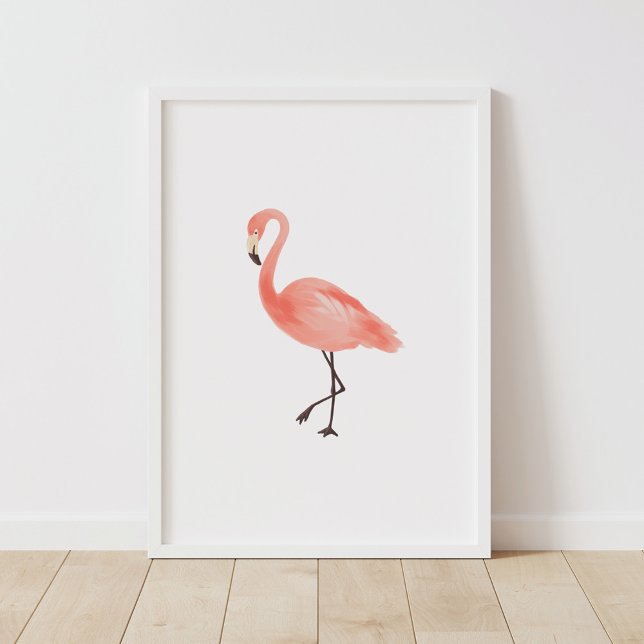 Poster Decoração Tropical de Berçário Flamingo Rosa (Criador carregado)