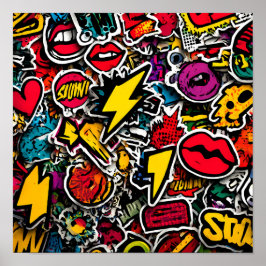 Poster Decoração Urbana de Alta Energia: Adesivo Retro Se