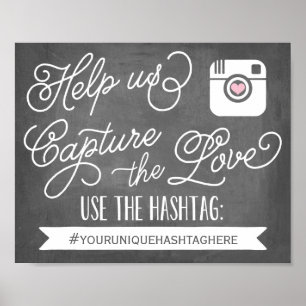 Póster Decoração Wedding social de Hashtag   dos meios 
