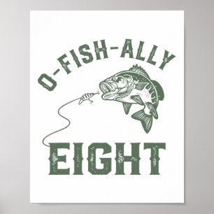 Poster Decorações de Aniversário O-fish-ally Oito 8º Aniv