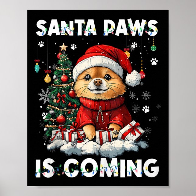 Poster Decorações de Árvores de Natal Pomeranianas Cachor (Frente)