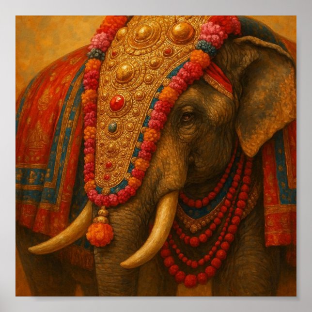 Poster Decorações Detalhadas da Cabeça de Elefante - Fest (Frente)
