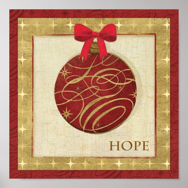 Póster Decorações do Natal Vermelho (Frente)