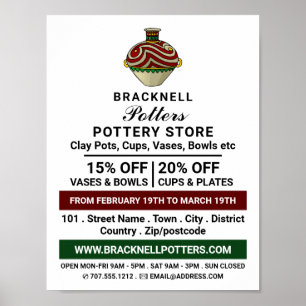 Poster Decorar Jug, Loja De Potências, Potters Adverter