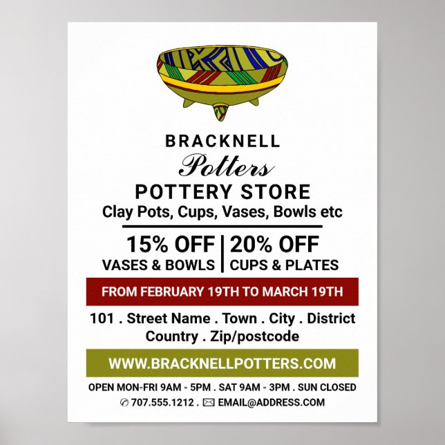 Poster Decorar Vase, Loja De Potências, Adverter Potters (Frente)