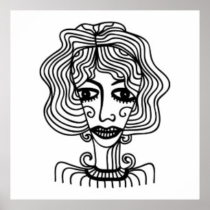 Poster Decorative abstract girl. Vintage illustrationadol