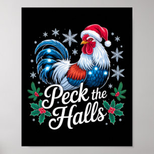 Poster Decore Os Corredores Galinha Natal Chapéu De Papai