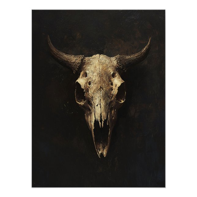 Póster Decoupage do Caveira do Touro Gótico (Frente)