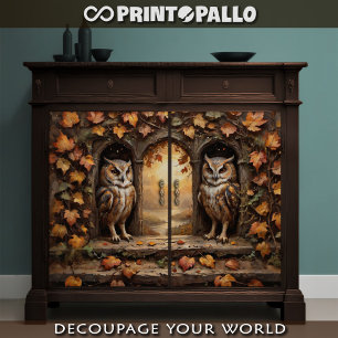 Poster Decoupage - Duas Corujas enfrentando o outono 