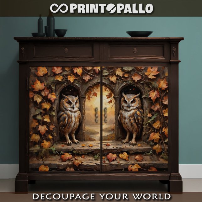 Poster Decoupage - Duas Corujas enfrentando o outono  (Criador carregado)