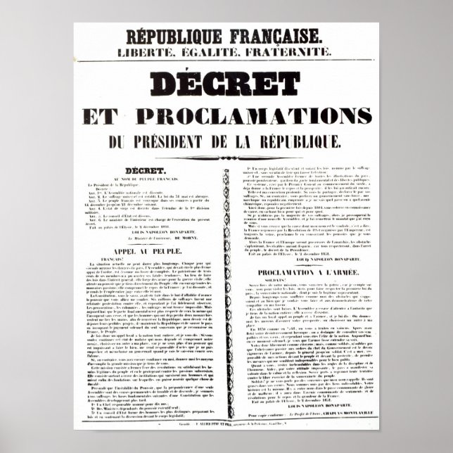 Poster Decreto e proclamação de Napoleão Bonaparte (Frente)