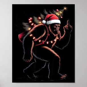 Poster Dedo do Meio Bigfoot Natal Sasquatch Engraçado An