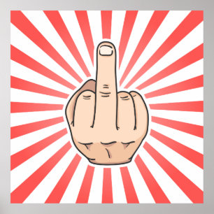 Poster Dedo médio com tiras vermelhas design