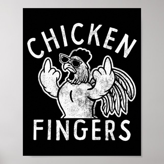 Poster Dedos de Frango, Dedos do Meio, Frango Engraçado  (Frente)
