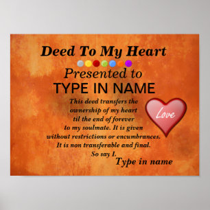 Póster Deed to My Heart Personalize IT