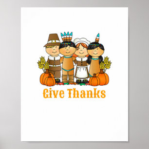 Poster Deem aos Obrigados Pilgrim Indian Pumpkin Ação de