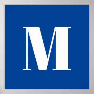 Poster Deep Blue - Letra inicial Monograma Na moda modern