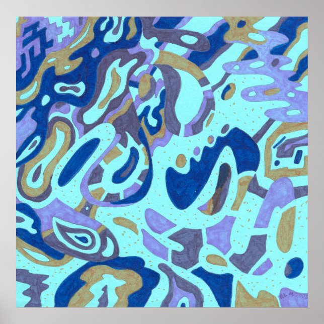 Poster "Deep is the Ocean" Original Abstrato (Frente)