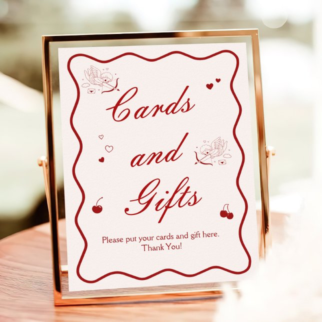 Poster Deep Red Cherry Bridal Shower Cards and Gifts (Criador carregado)